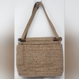 Vintage Toby Weston Woodland Hills California Tapestry Purse Handbag Tan Solid